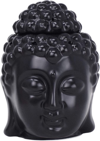Mudra Crafts Black Buddha Head Statue Ceramic Essential Oil Burner 5451
